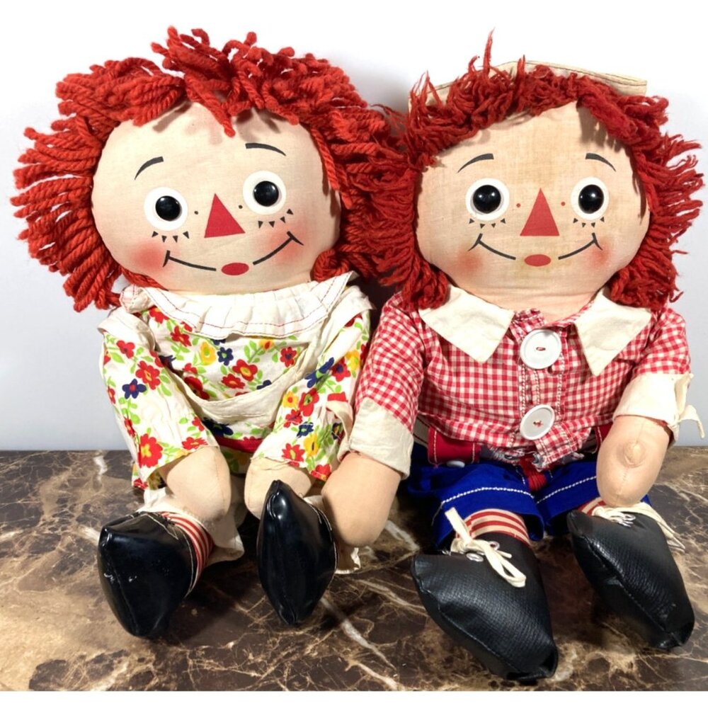 Raggedy Ann & Andy Knickerbocker Dress Me Up Doll Set Vintage 60's 70's Complete
